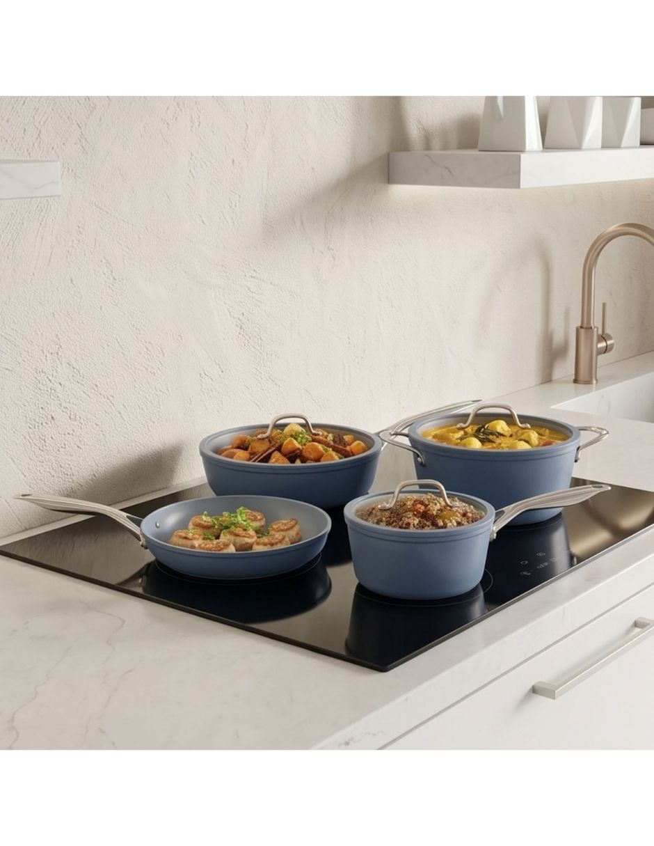 Batería de cocina oasis de aluminio forjado antiadherente sin pfoa de 7 piezas 5