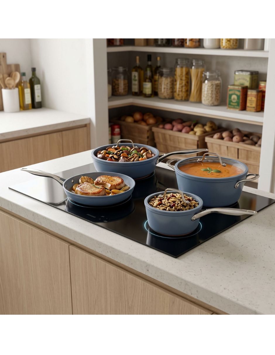 Batería de cocina oasis de aluminio forjado antiadherente sin pfoa de 7 piezas 7