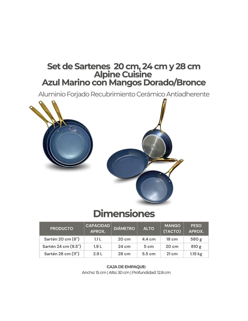 Set de sartenes de aluminio forjado 3 piezas 5