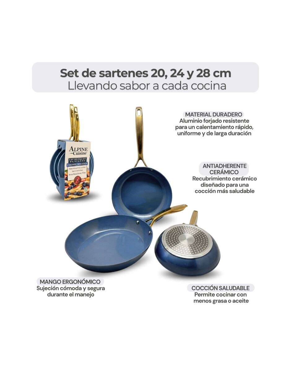 Set de sartenes de aluminio forjado 3 piezas 3