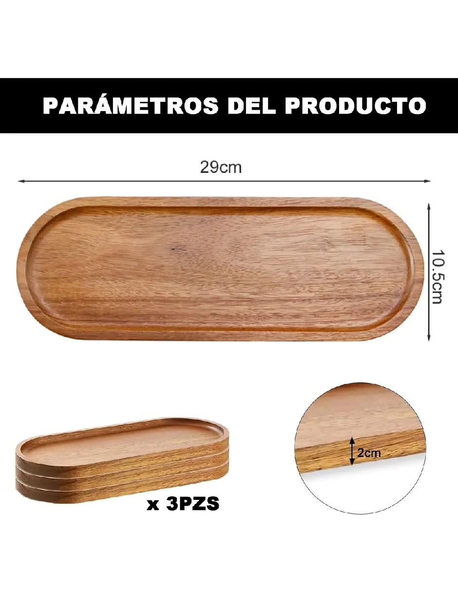 Set bandeja de madera acacia 5