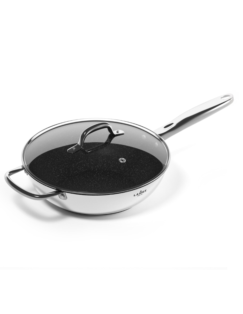 Sartén wok de acero inoxidable 2 piezas Sartén wok de acero inoxidable 2 piezas