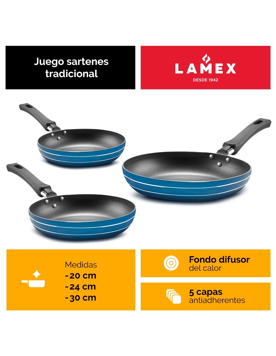 Set de sartenes de aluminio 3 piezas