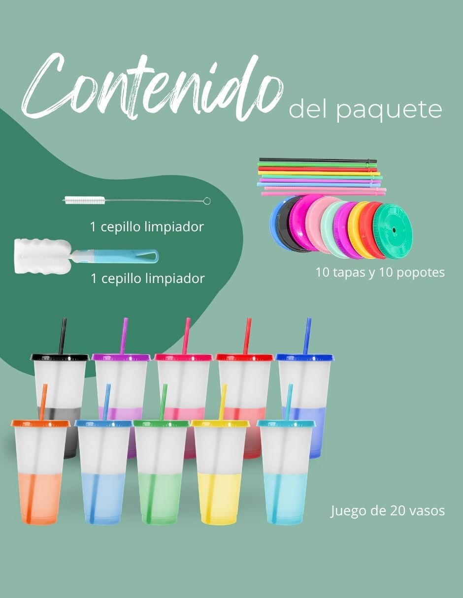 Vaso para agua de plástico con 18 piezas 2
