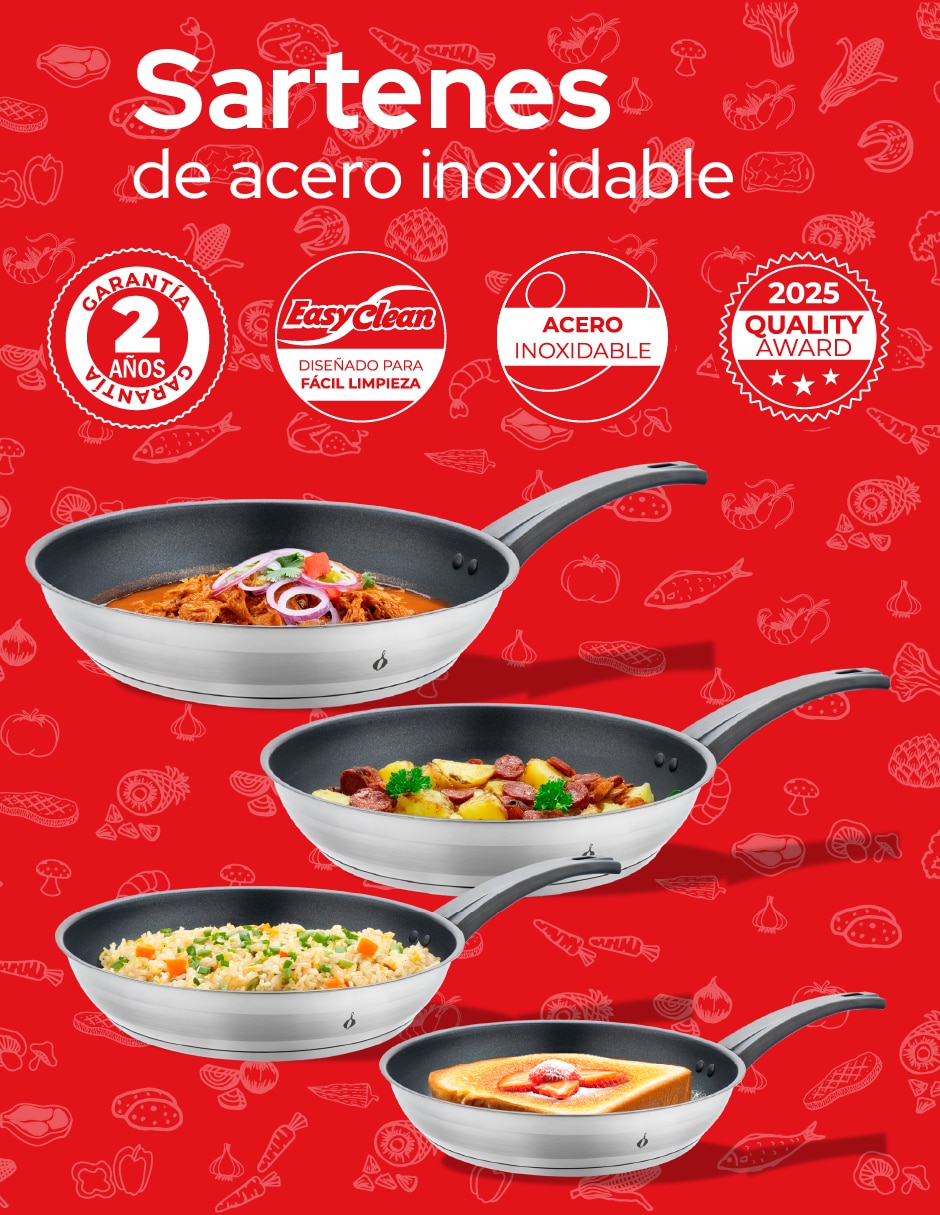 Set de sartenes de acero inoxidable 4 piezas 6