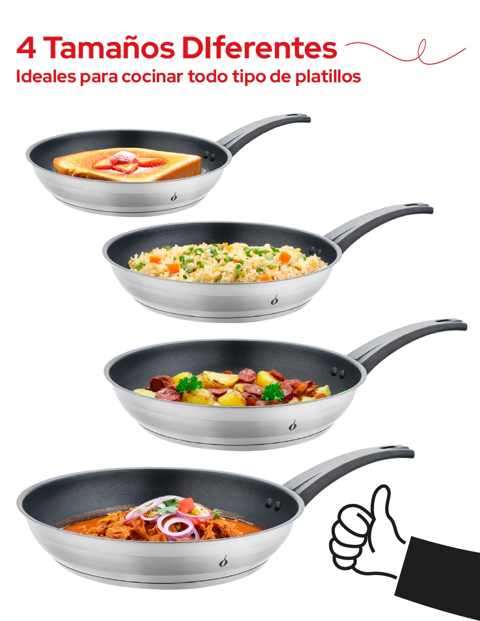 Set de sartenes de acero inoxidable 4 piezas 4