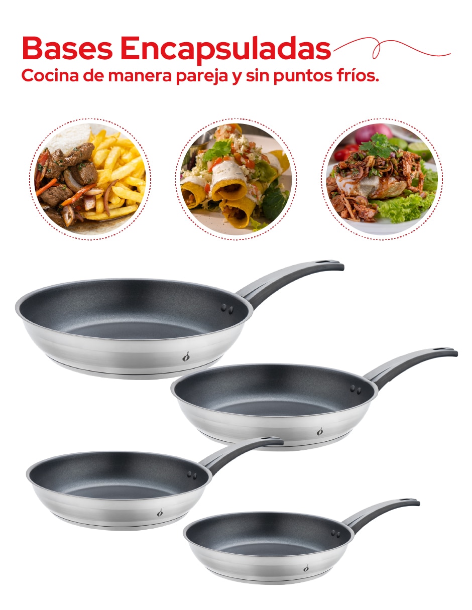 Set de sartenes de acero inoxidable 4 piezas 2