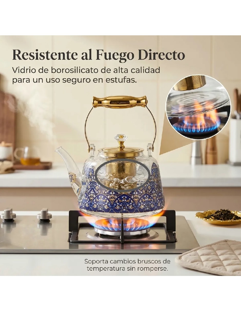 Tetera infusora de vidrio borosilicato