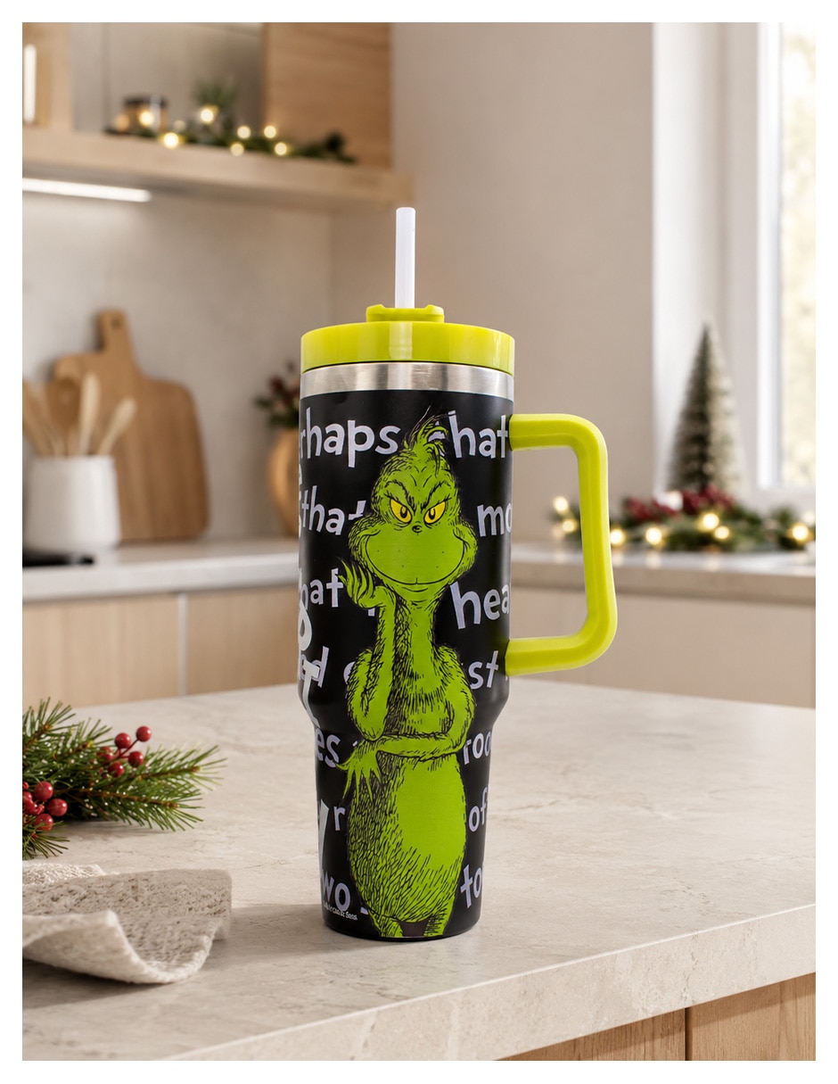 Termo de acero inoxidable grinch con tapa rosca 6