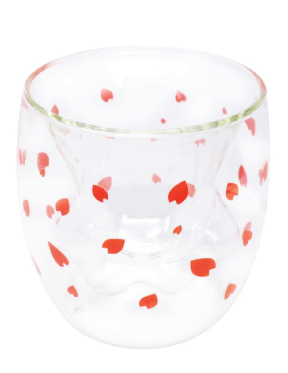 Vaso doble old fashion gato floral de vidrio Vaso doble old fashion gato floral de vidrio