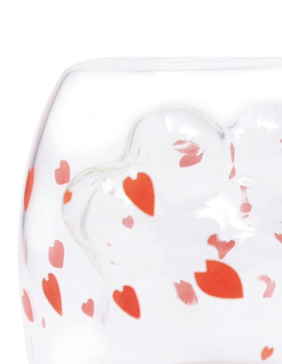 Vaso doble old fashion gato floral de vidrio 3