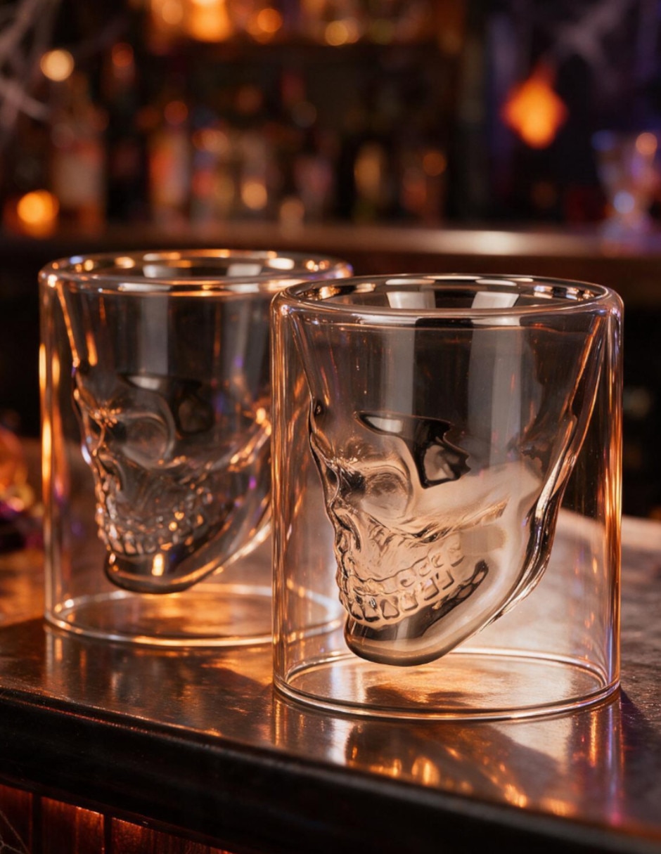 Vaso doble pared CALAVERA SKULL de Vidrio con 4 piezas piezas 4