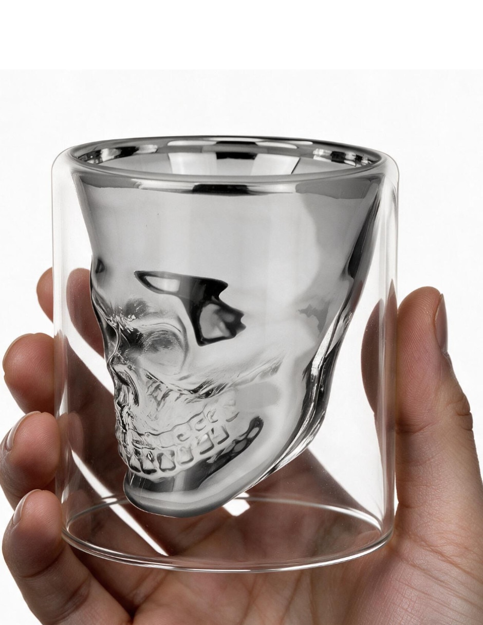 Vaso doble pared CALAVERA SKULL de Vidrio con 4 piezas piezas 2