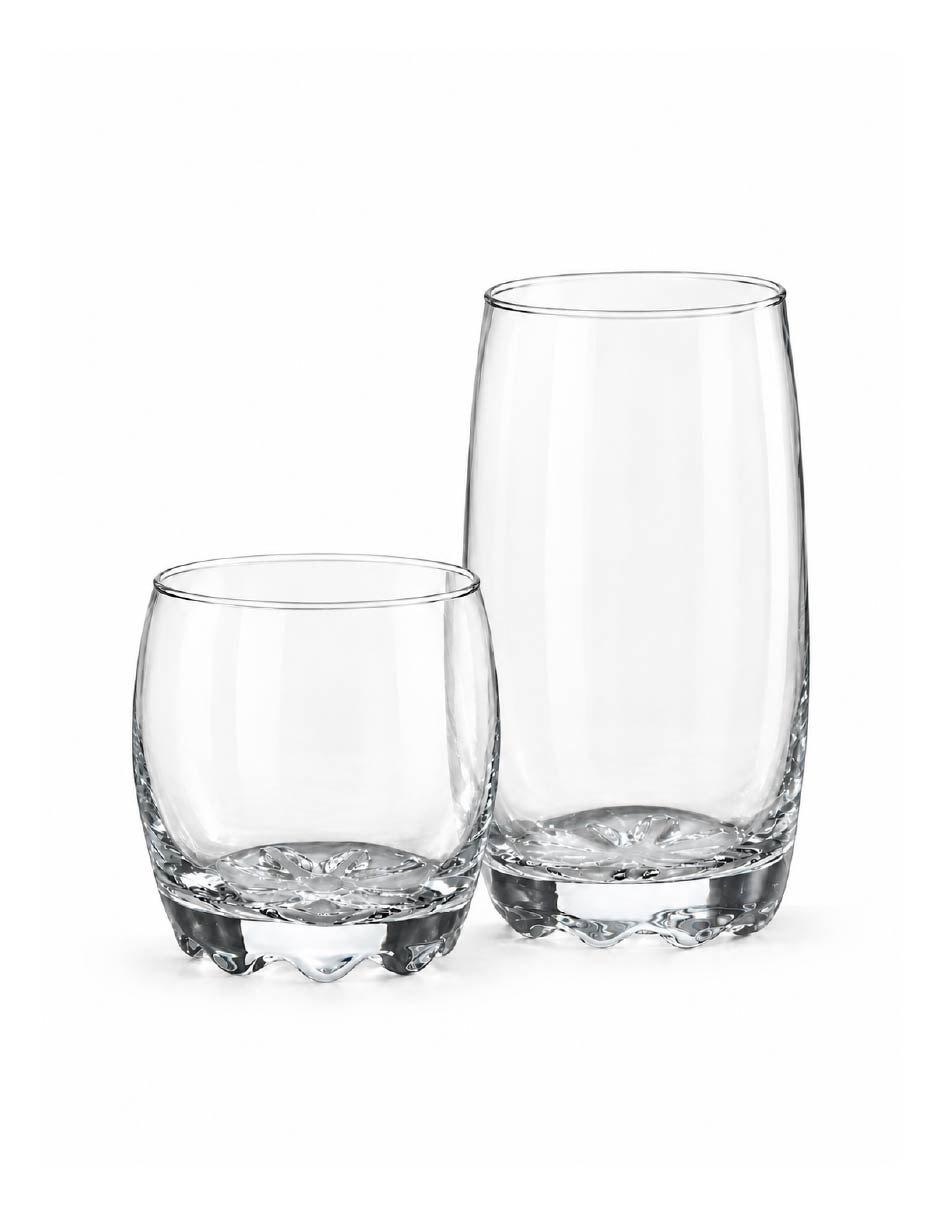 Vaso dof y highball de vidrio con 12 piezas