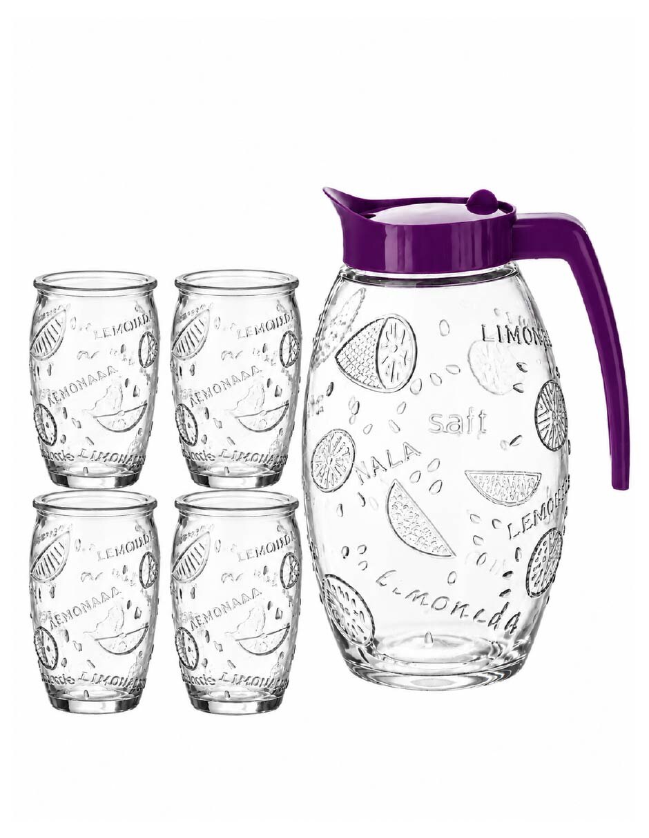 Set jarra con vasos de vidrio