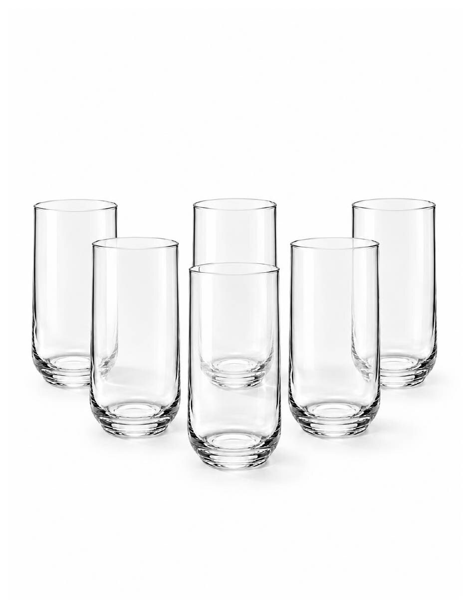 Vaso highball de vidrio con 6 piezas