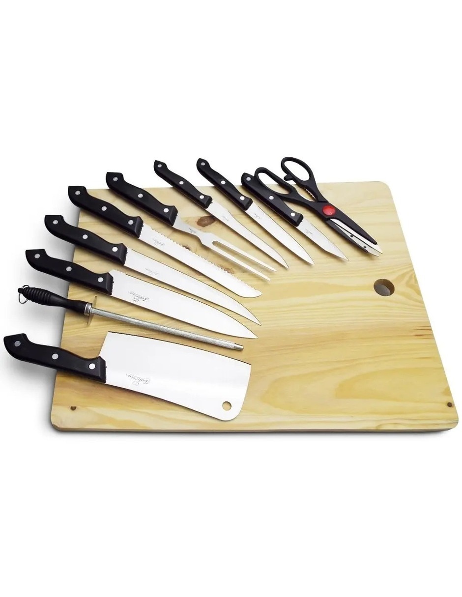 Set de cuchillos color madera acero Set de cuchillos color madera acero