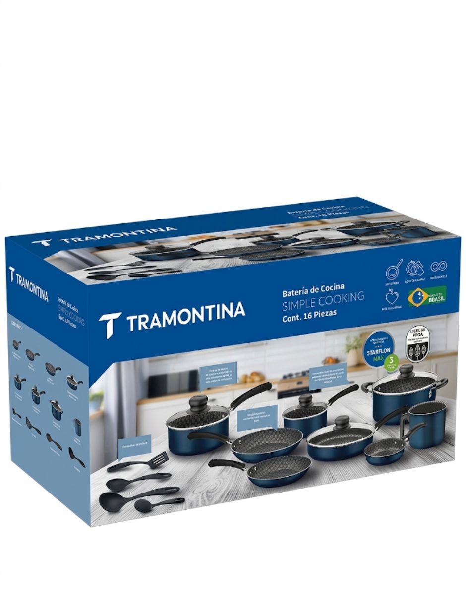 Batería de cocina de aluminio antiadherente starflon max 16 piezas 2