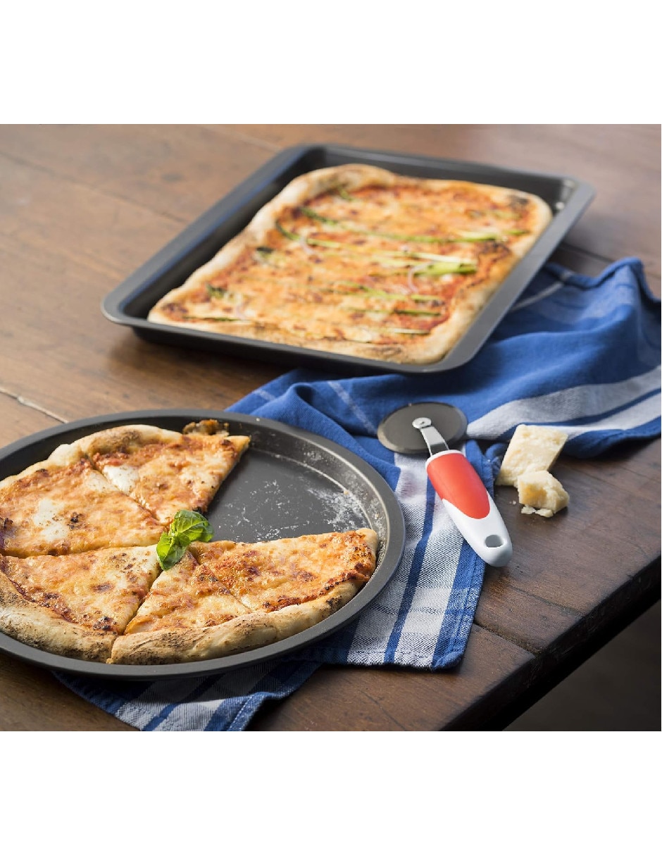 Set charolas a para pizza cookin'italy de acero inoxidable 2