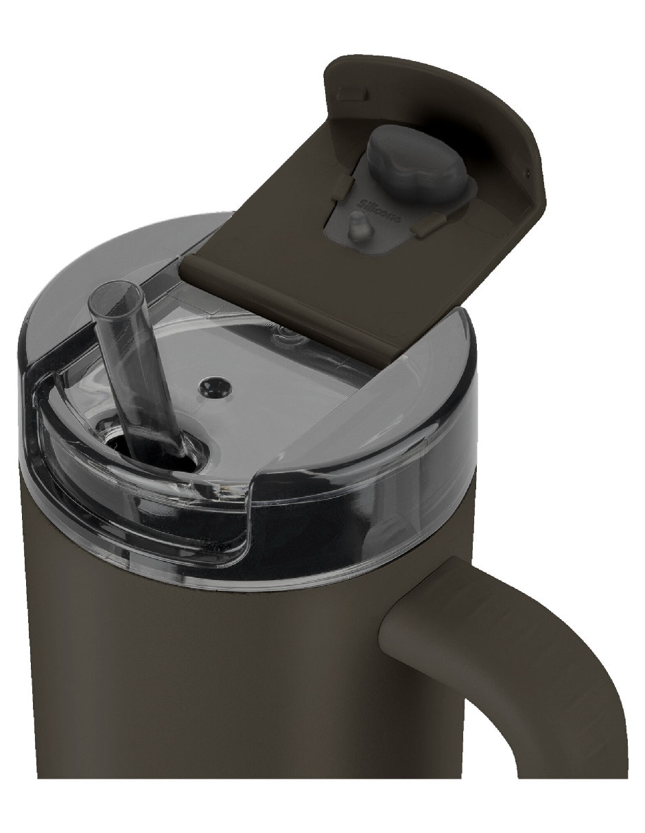 Taza térmica con popote de acero inoxidable thermo plus con tapa rosca 4