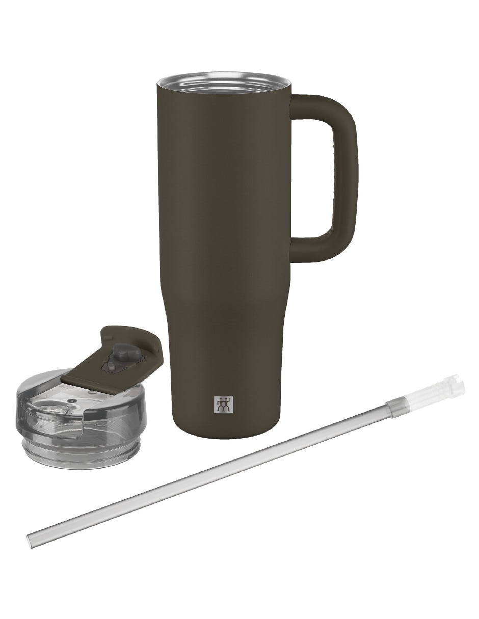 Taza térmica con popote de acero inoxidable thermo plus con tapa rosca 3