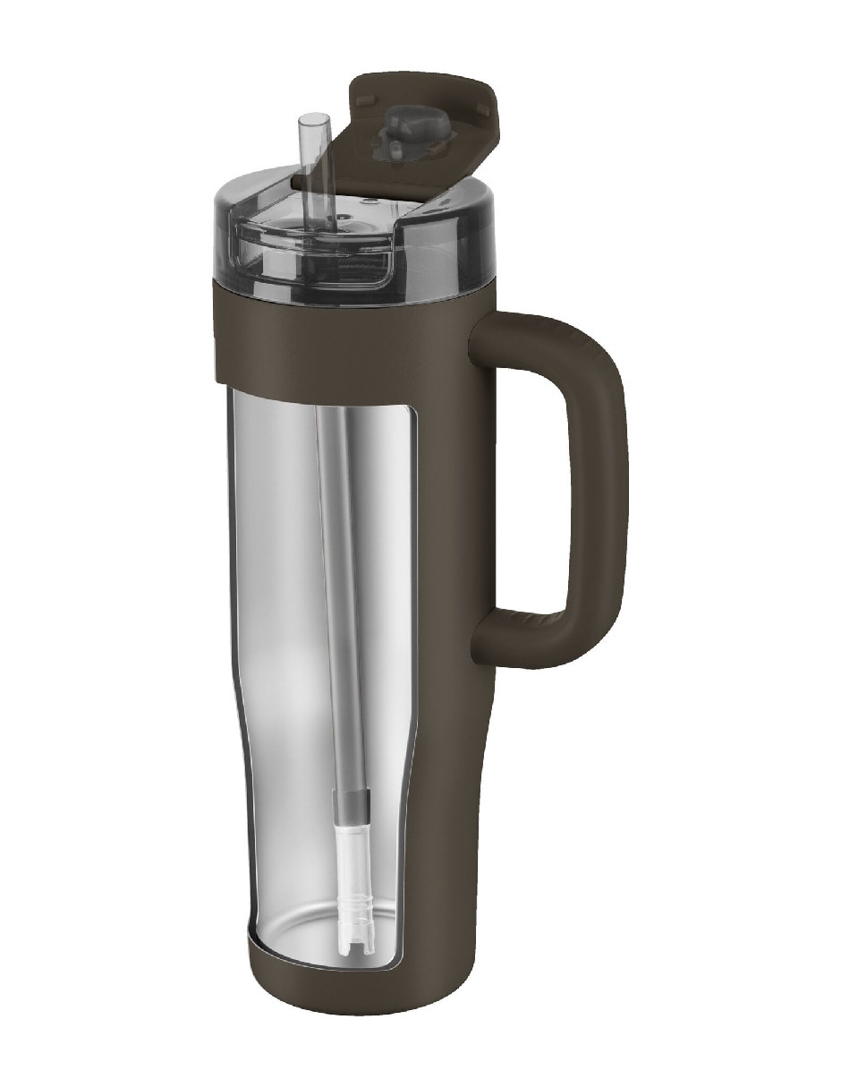 Taza térmica con popote de acero inoxidable thermo plus con tapa rosca 2
