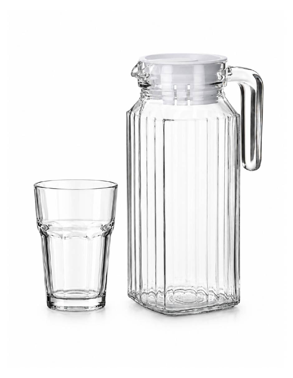 Set jarra con vasos vidrio