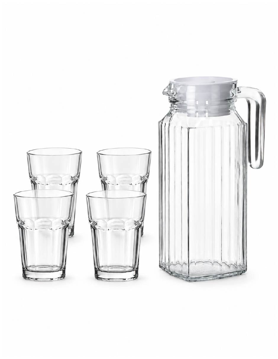 Set jarra con vasos vidrio