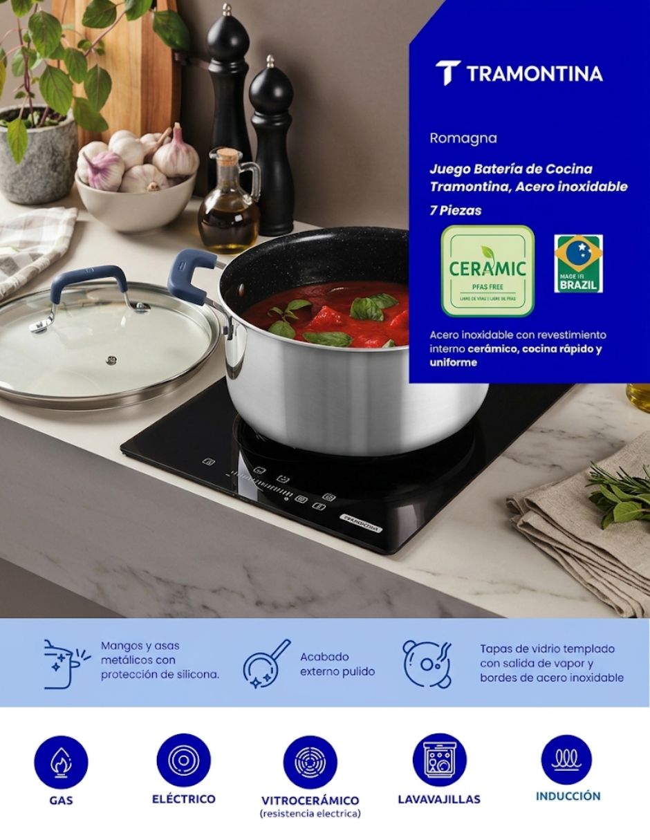 Batería de cocina de Acero inoxidable antiadherente Cerámica 4 piezas piezas 3