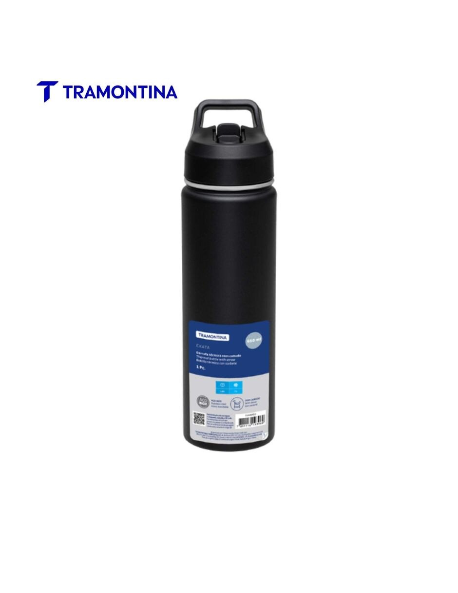 Botella con popote de Acero inoxidable con tapa Rosca 650 ml 5