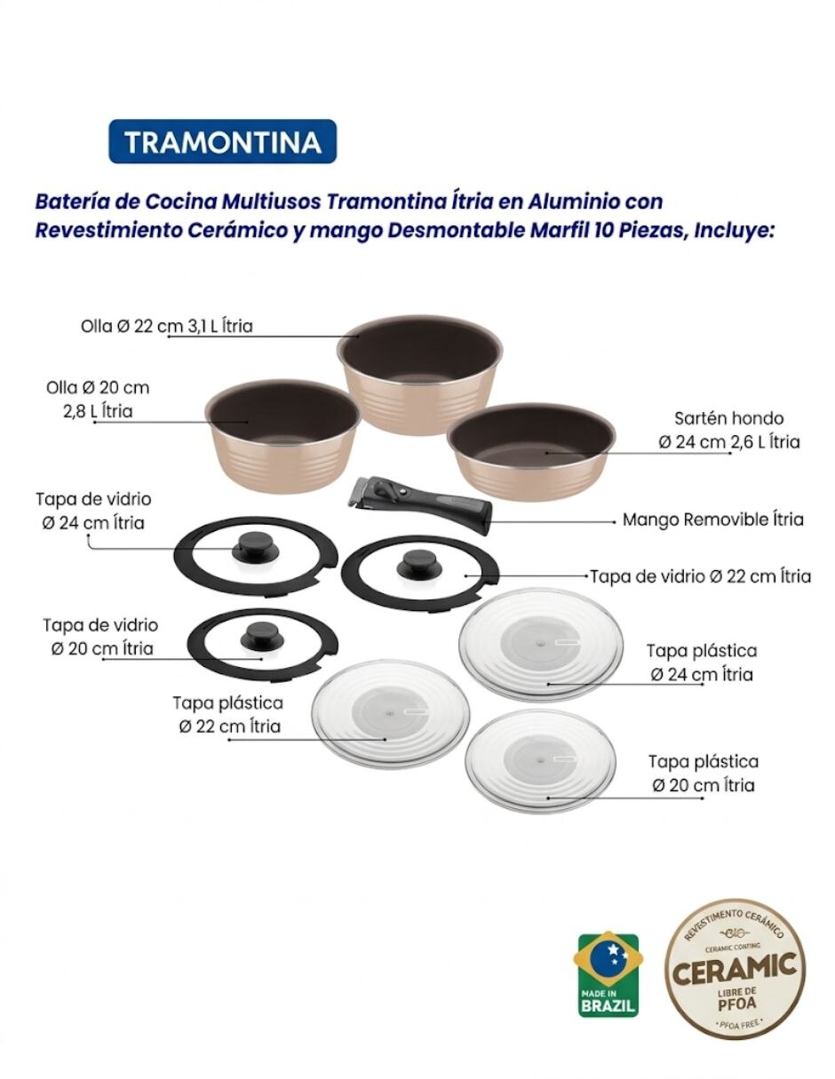Batería de cocina de Aluminio antiadherente Cerámica 10 piezas piezas 7
