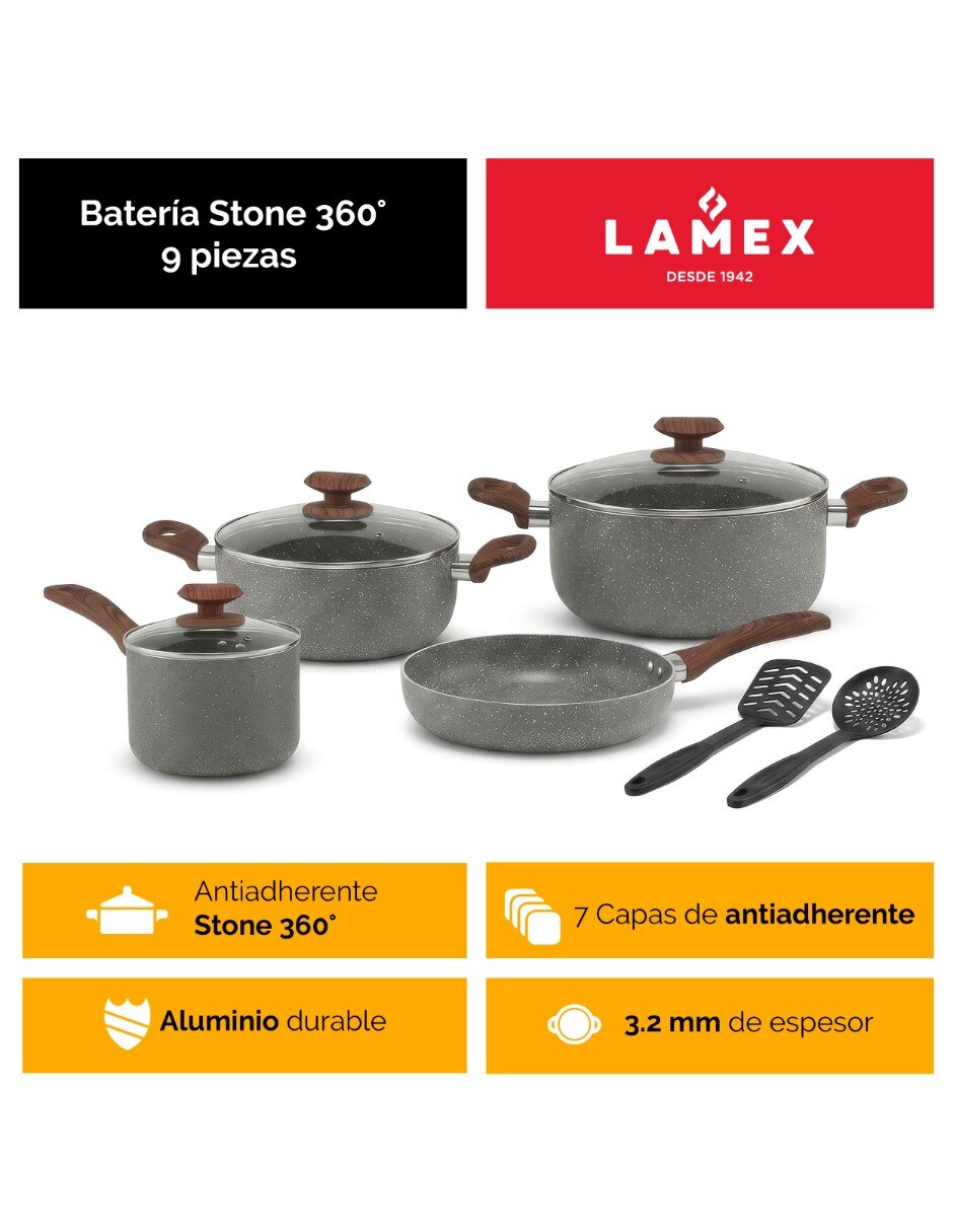 Batería de cocina de Aluminio antiadherente Convencional Set de 9 piezas piezas