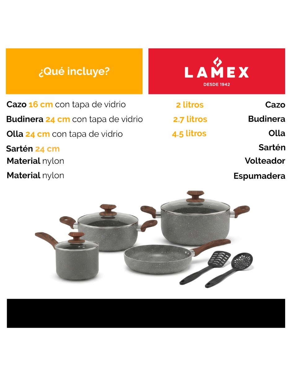 Batería de cocina de Aluminio antiadherente Convencional Set de 9 piezas piezas