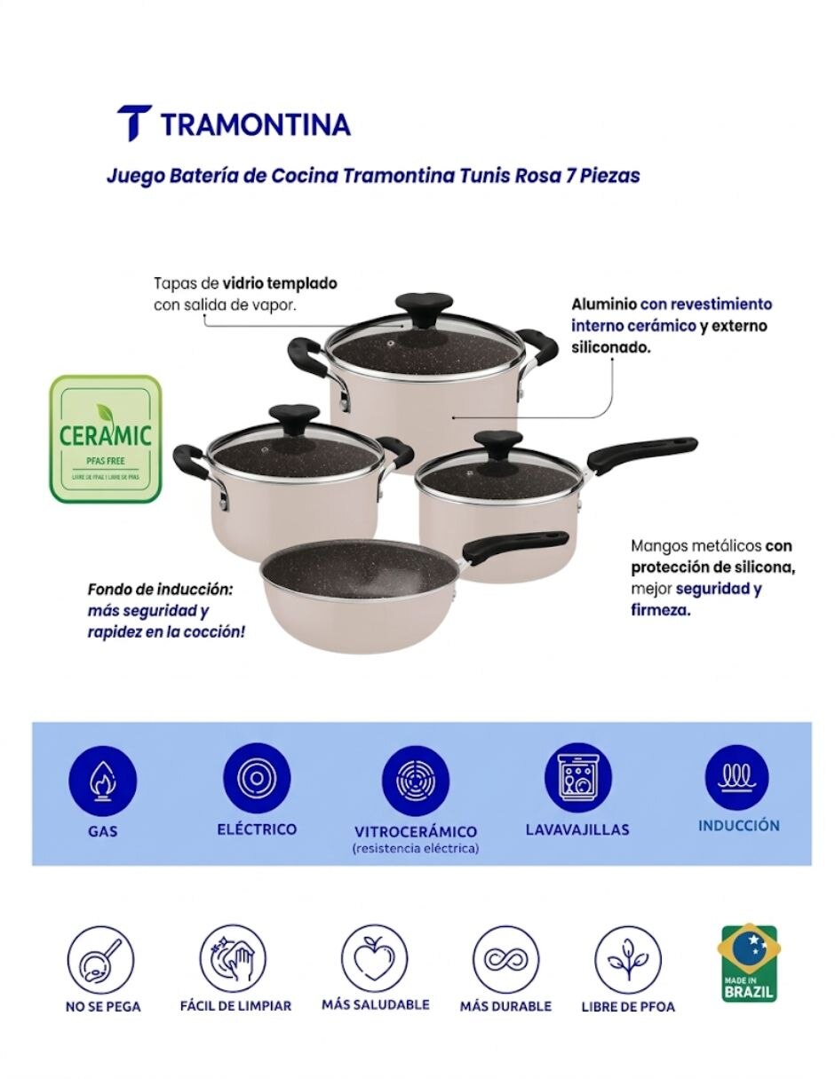 Batería de cocina de Aluminio antiadherente Cerámica 4 piezas piezas 2