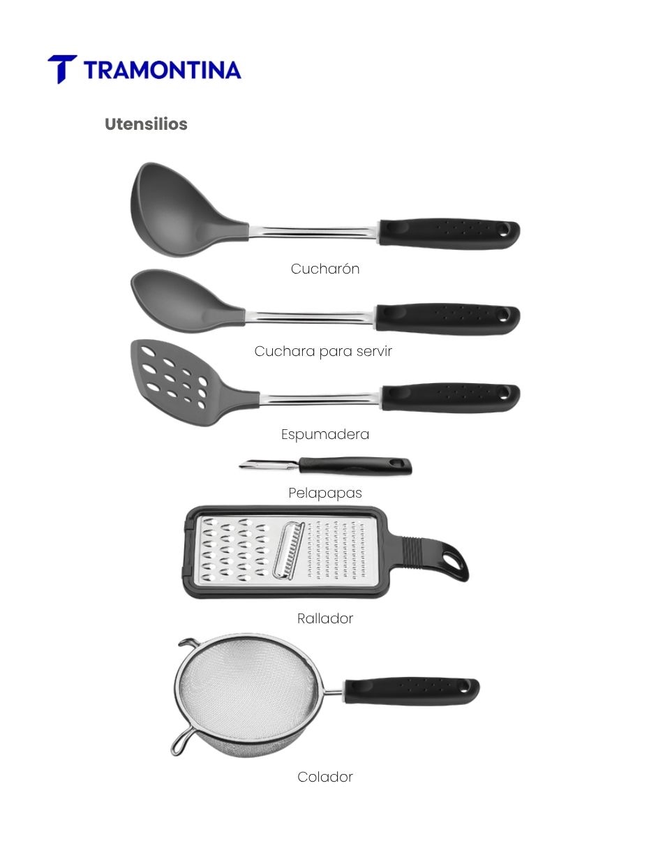 Set utensilios de Acero inoxidable y polipropileno 3