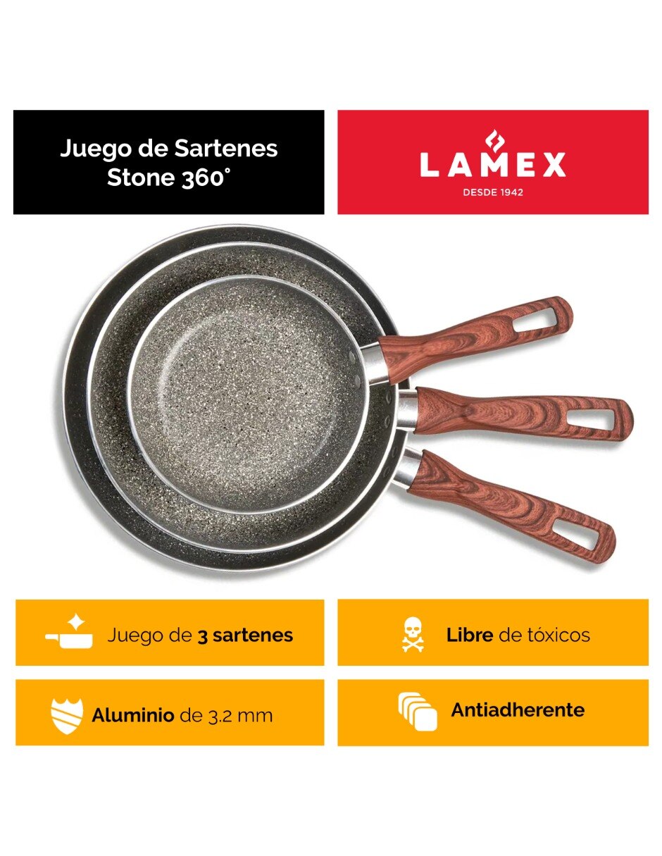 Sartén de Aluminio 3 piezas