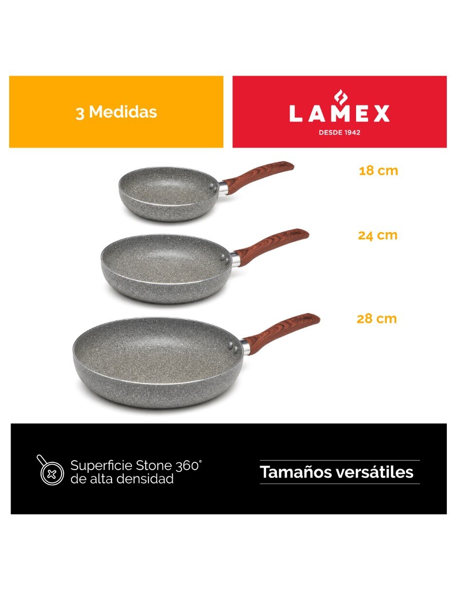 Sartén de Aluminio 3 piezas