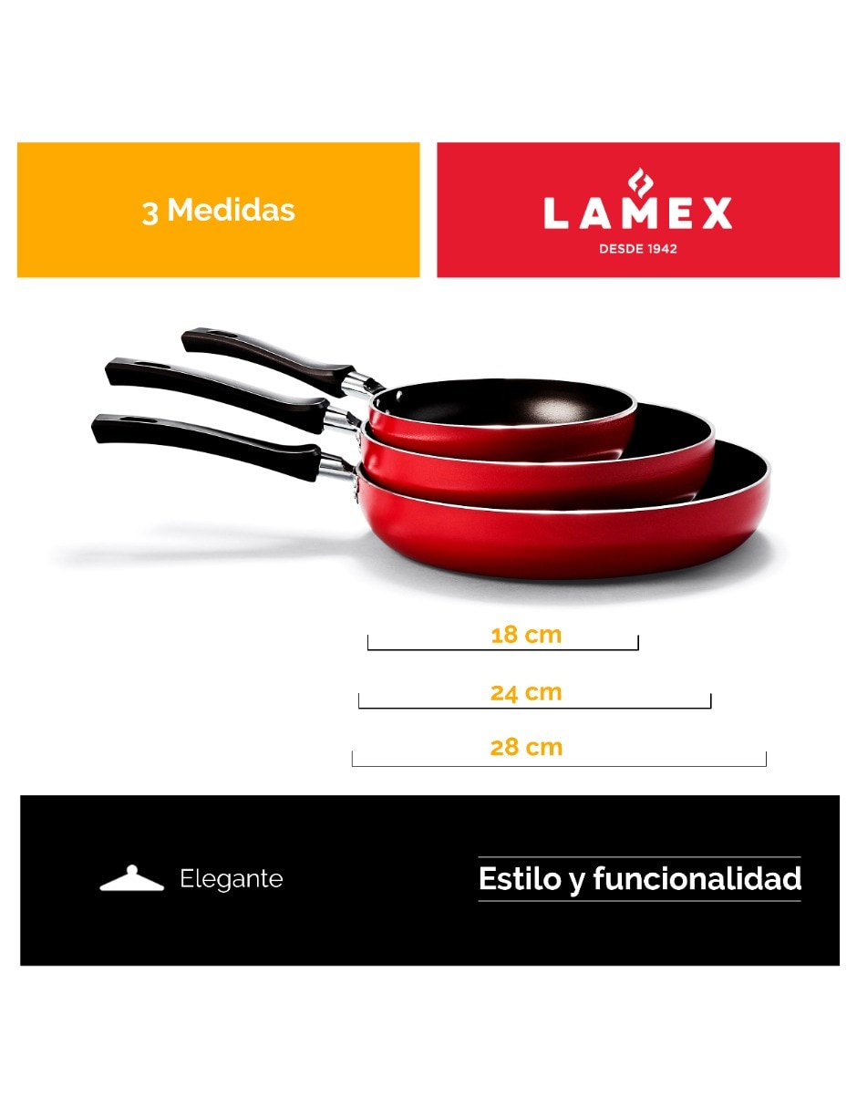 Set de sartenes de Aluminio 3 piezas