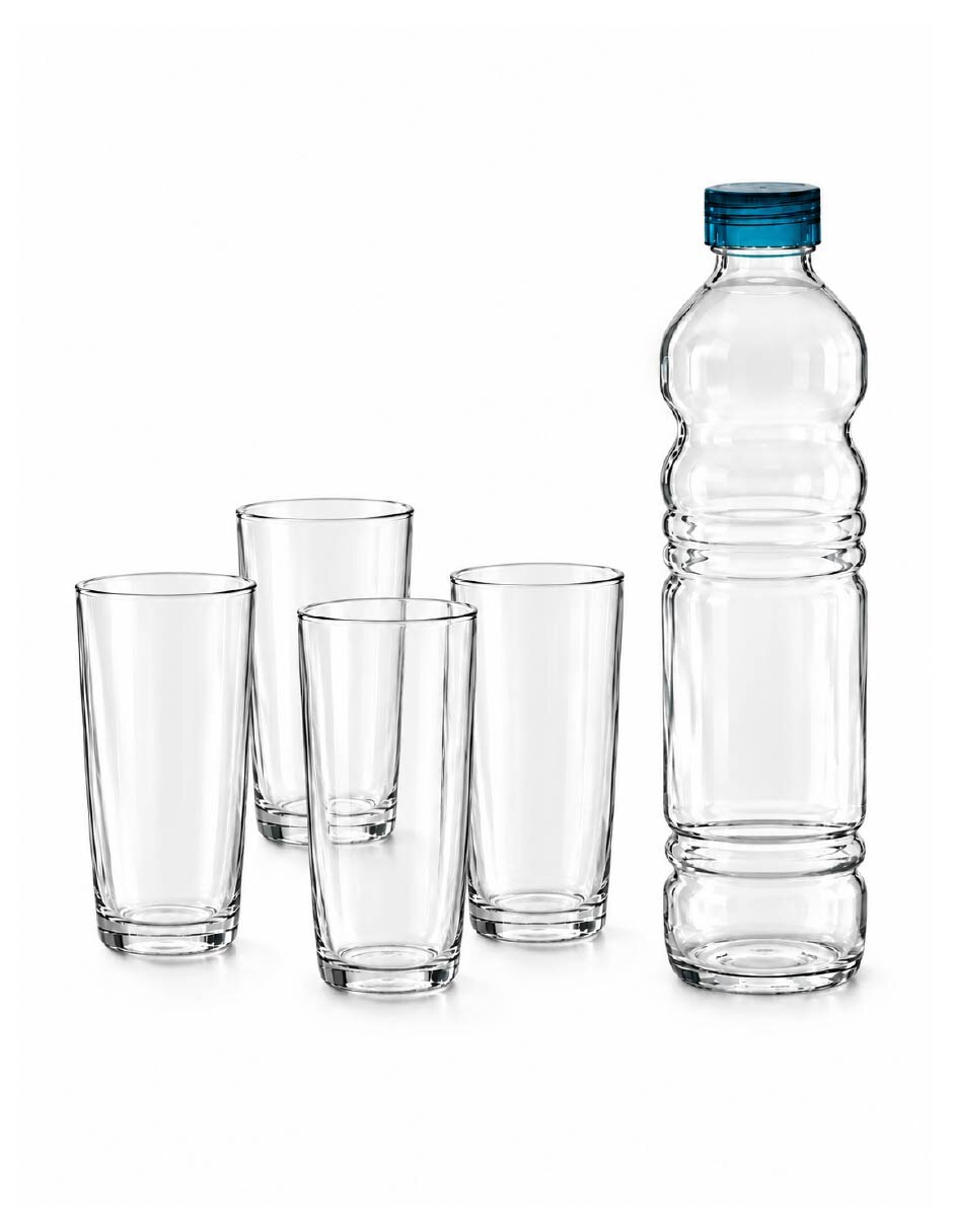 Set botella de agua de Vidrio con tapa No aplica 1 L