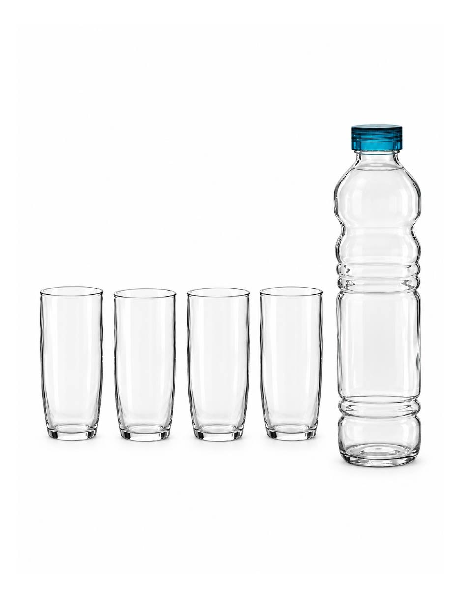 Set botella de agua de Vidrio con tapa No aplica 1 L