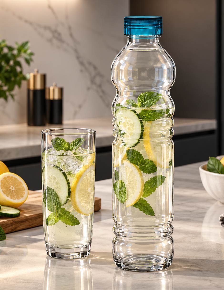 Set botella de agua de Vidrio con tapa No aplica 1 L 5