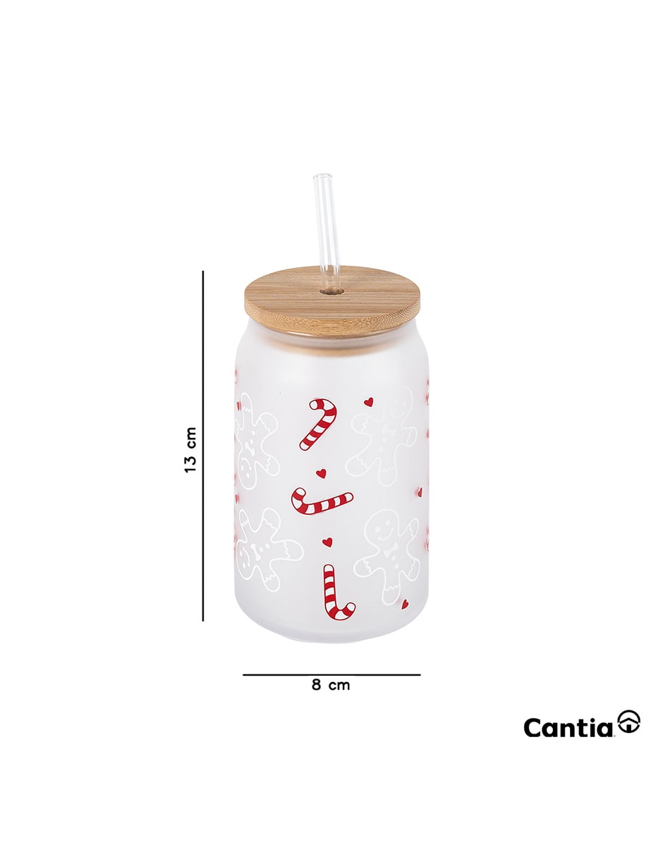 Vaso Con tapa y popote JINGLE de Cristal con 1 pieza piezas 4