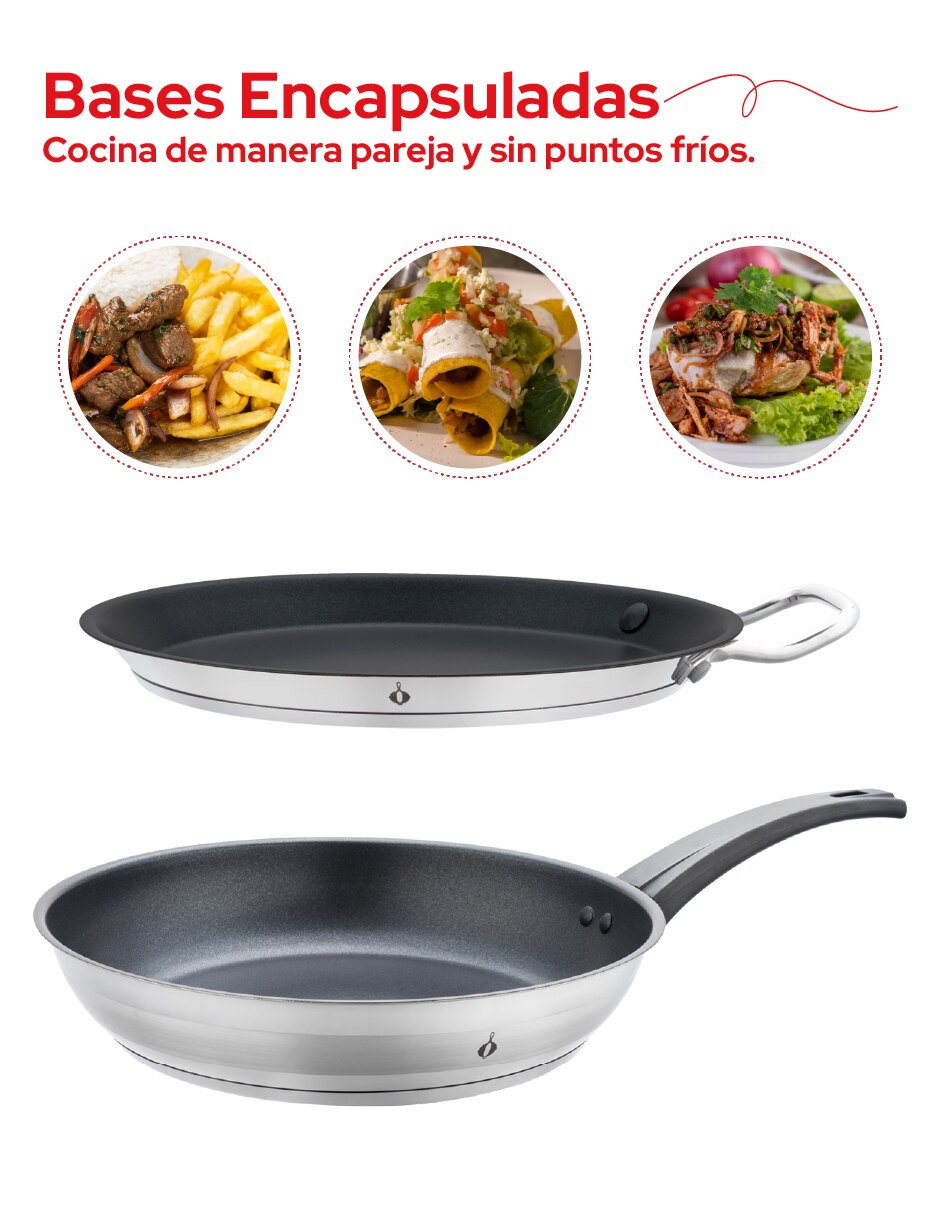 Set de sartenes sin familia de Acero inoxidable 2 piezas 6