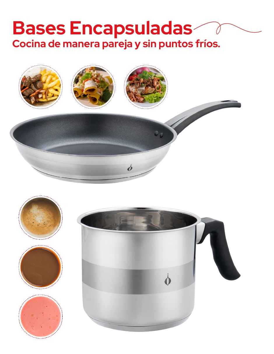 Sartén sin familia de Acero inoxidable 2 piezas 4