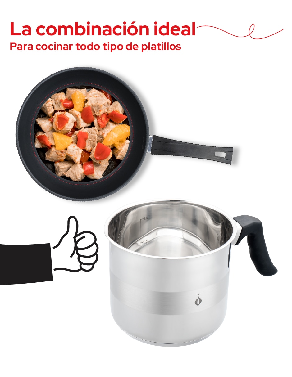 Sartén sin familia de Acero inoxidable 2 piezas 5