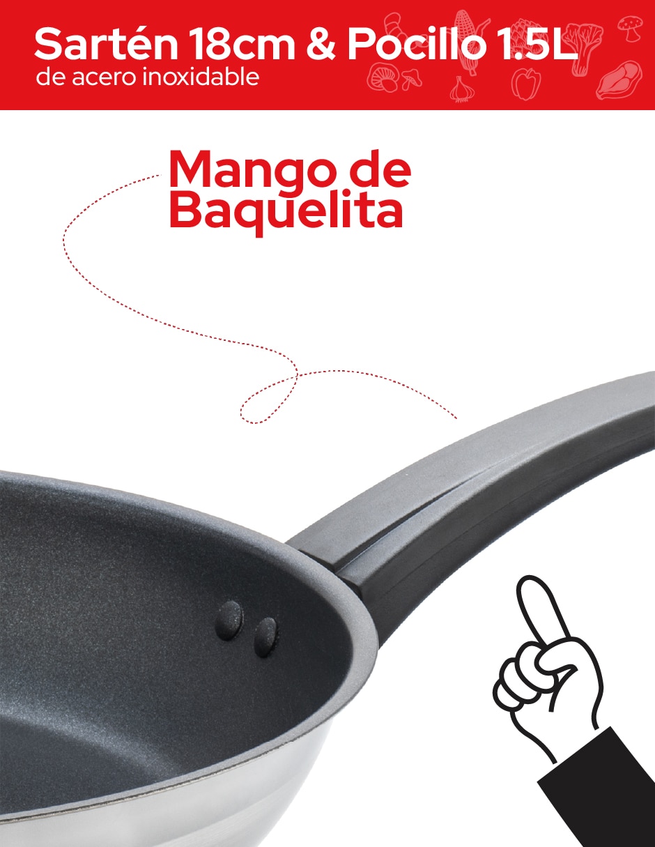 Sartén sin familia de Acero inoxidable 2 piezas 7