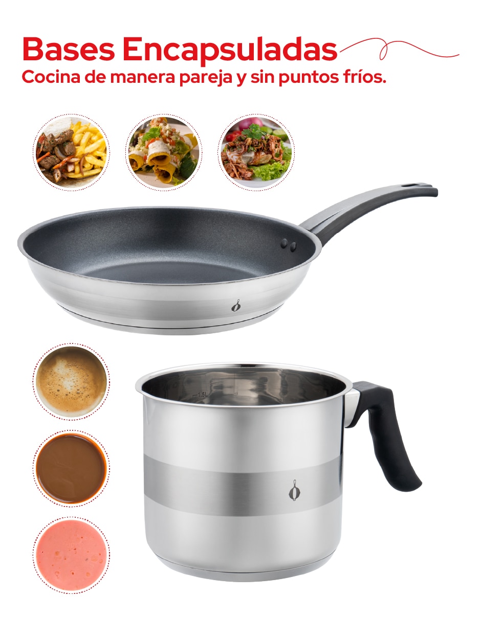 Sartén sin familia de Acero inoxidable 2 piezas 4