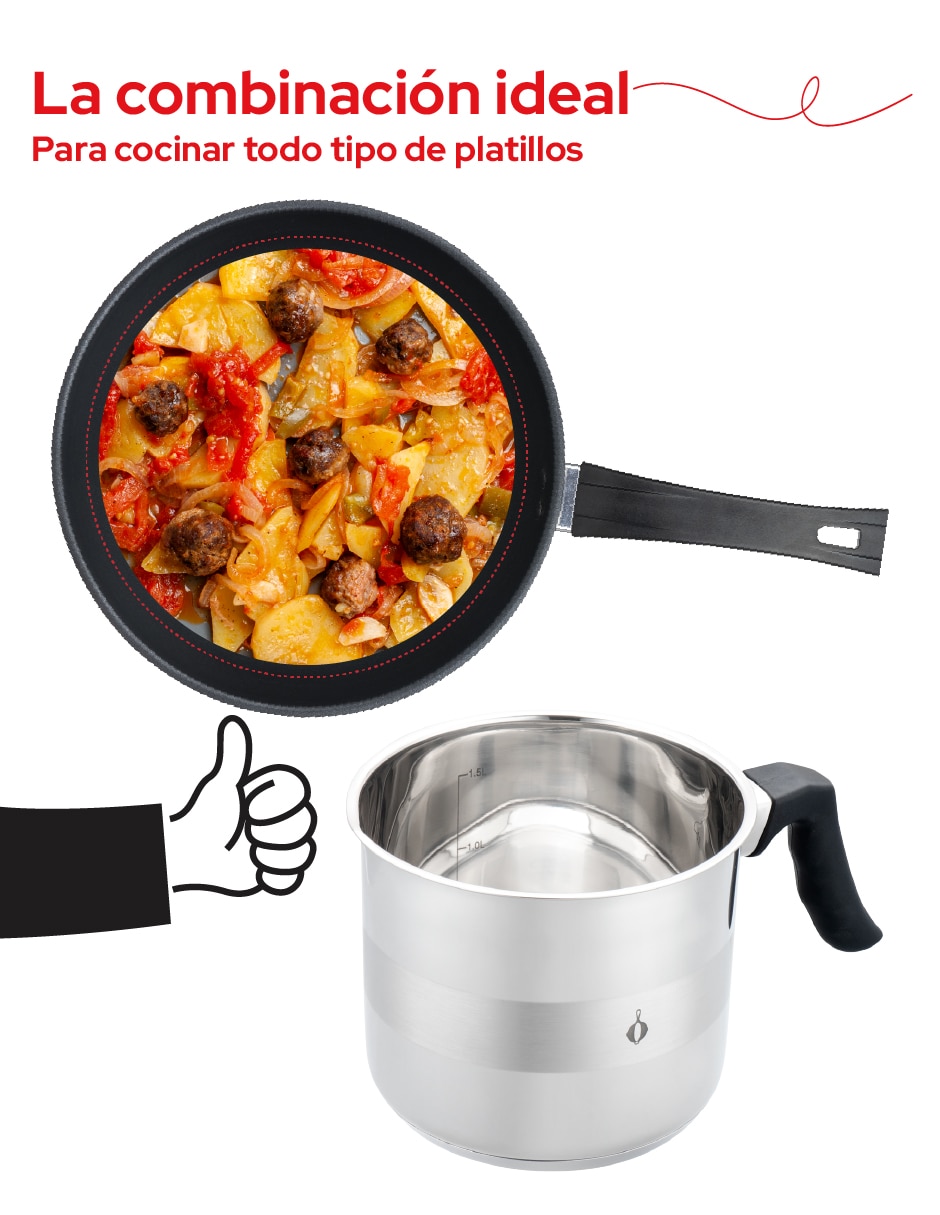 Sartén sin familia de Acero inoxidable 2 piezas 8