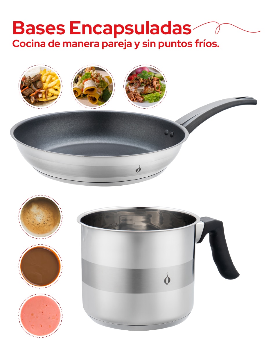 Sartén sin familia de Acero inoxidable 2 piezas 4