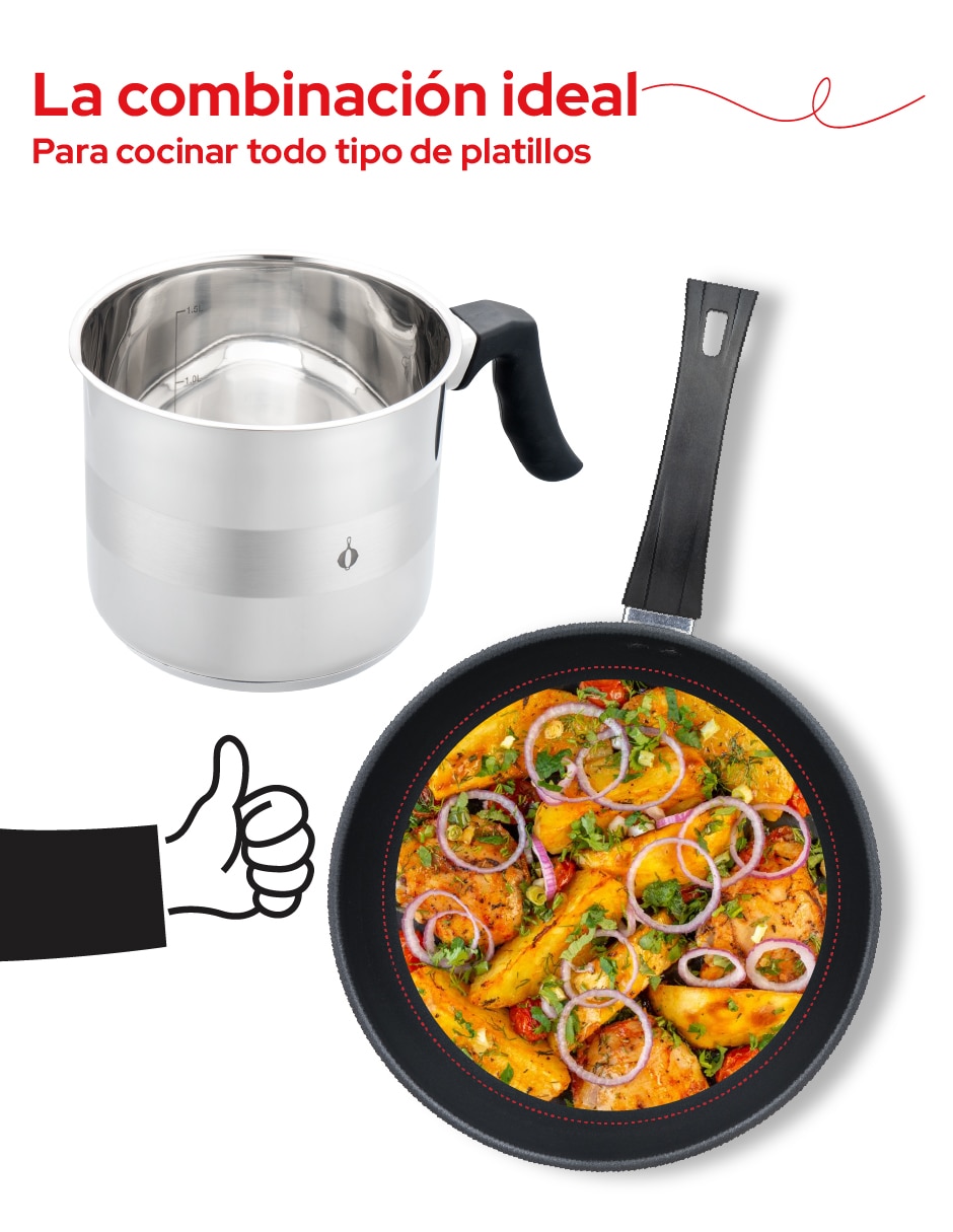 Sartén sin familia de Acero inoxidable 2 piezas 5